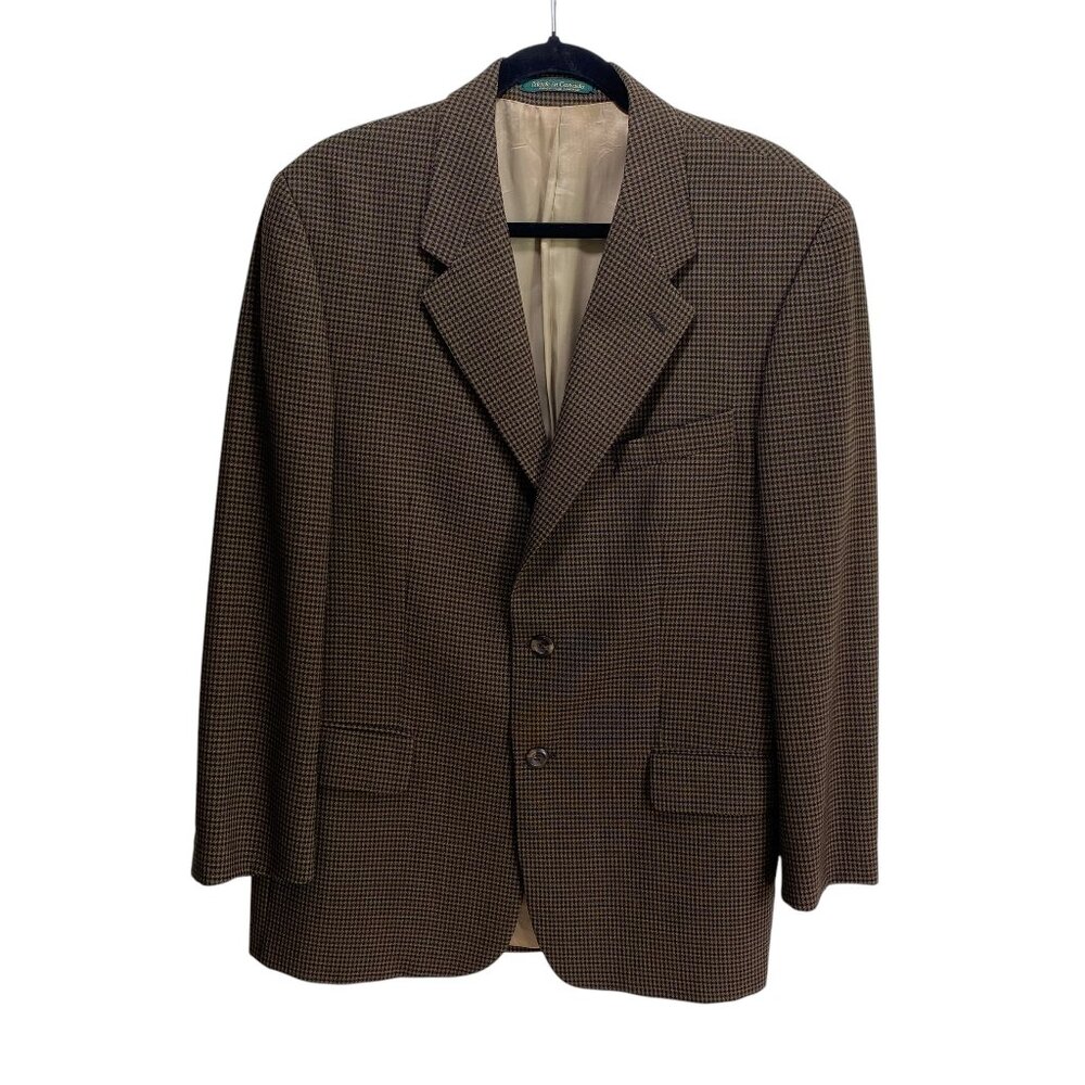 Vintage Marshall Fields 100% Wool Sport‎ Coat Men 40R Brown Herringbone 3 Button